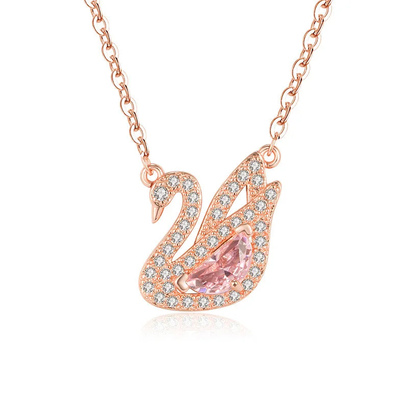 Stylish Zinc Alloy Swan Pendant Female Simple Generous Fresh Elegant Necklace Versatile Neck Jewelry Girl Holiday Birthday Gift