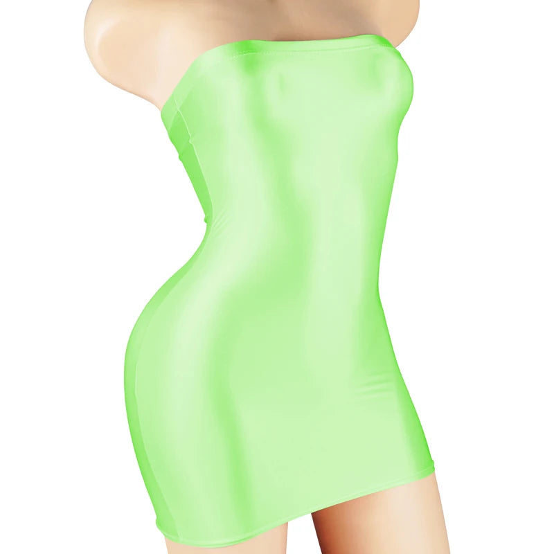 Women Sexy Summer Bikini Cover Ups Women Shiny Tight Sheer See Through Sexy Beach Dress Bathing Suit Sleeveless Club Party Dress