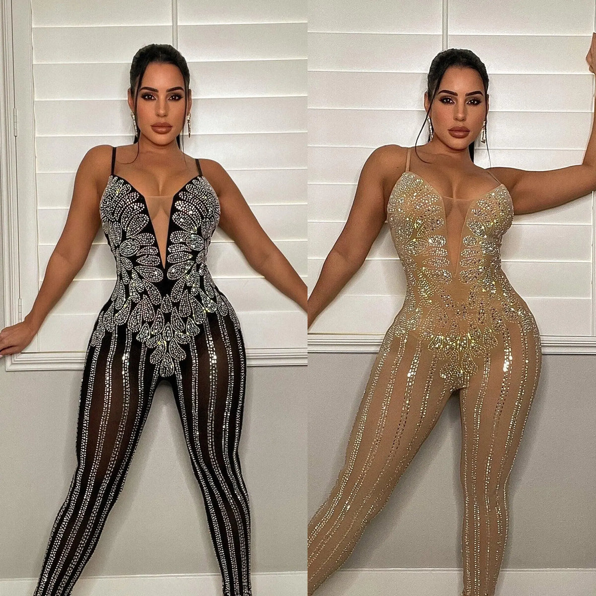 Sexy Nightclub Party Party Club Prom Slimming Hot Rhinestone Halter Jumpsuit