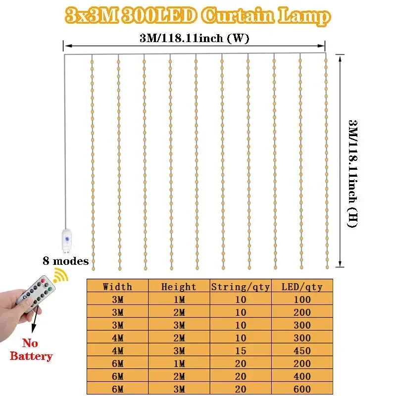 USB Curtain String Light