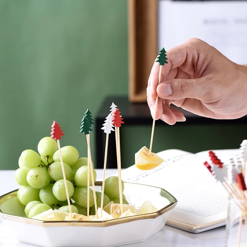 50Pcs/set Christmas Fruit Sticks