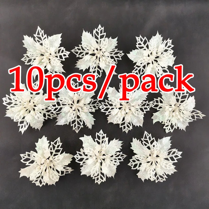 Artificial Christmas Tree Flower Glitter Decorations