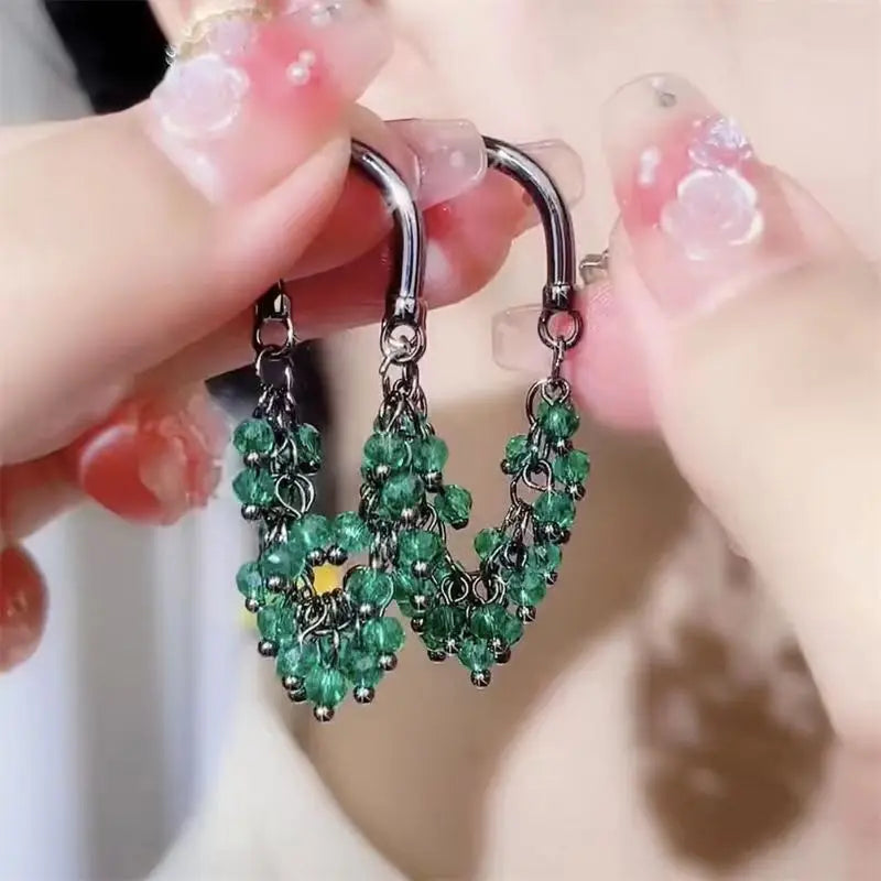 New Unique Design Sense Chinese Red Beaded Earrings 2024 New Trendy and Elegant Personalized Fashionable Slim Earrings