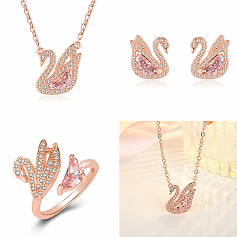 Stylish Zinc Alloy Swan Pendant Female Simple Generous Fresh Elegant Necklace Versatile Neck Jewelry Girl Holiday Birthday Gift