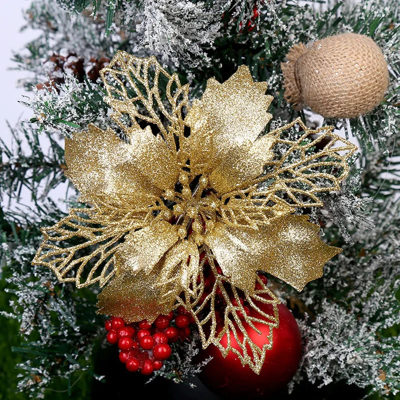 Artificial Christmas Tree Flower Glitter Decorations