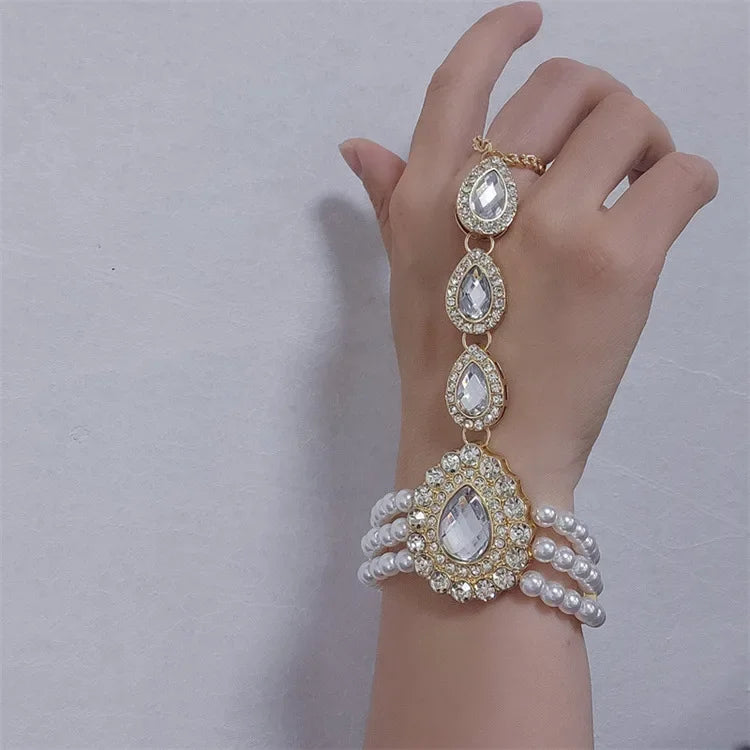 New Elegant Baroque Pearl Multi-layer Necklace for Women Party Wedding Vintage Fashion Luxury Zircon Bracelet Choker Jewelry Set