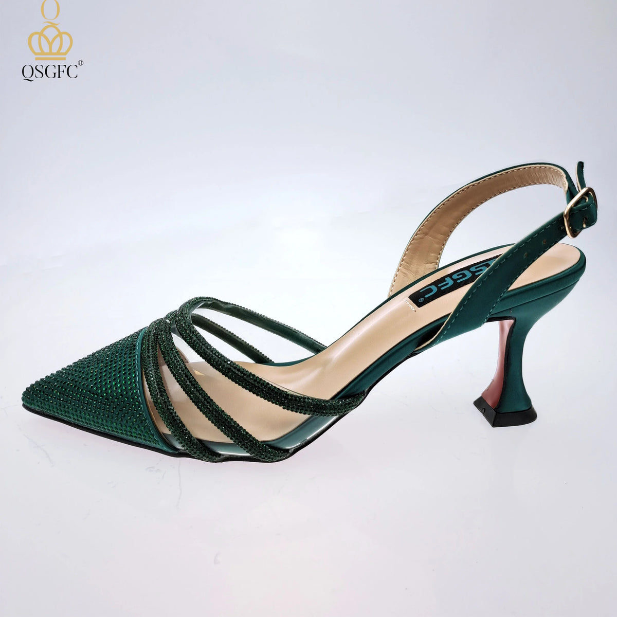 QSGFC New Nigerian Popular Sparkling Full Diamond Decoration Simple Versatile Wine Women's Shoes and Party Wedding Bags