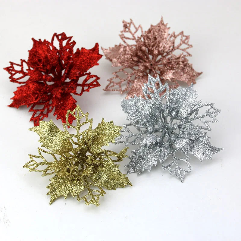 Artificial Christmas Tree Flower Glitter Decorations