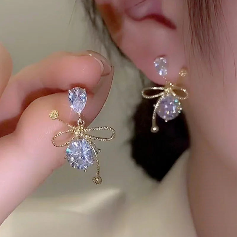 New Fashion Trend Unique Design Elegant Delicate Light Luxury Zircon Shell Scalloped Earrings Women Jewelry Party Premium Gift