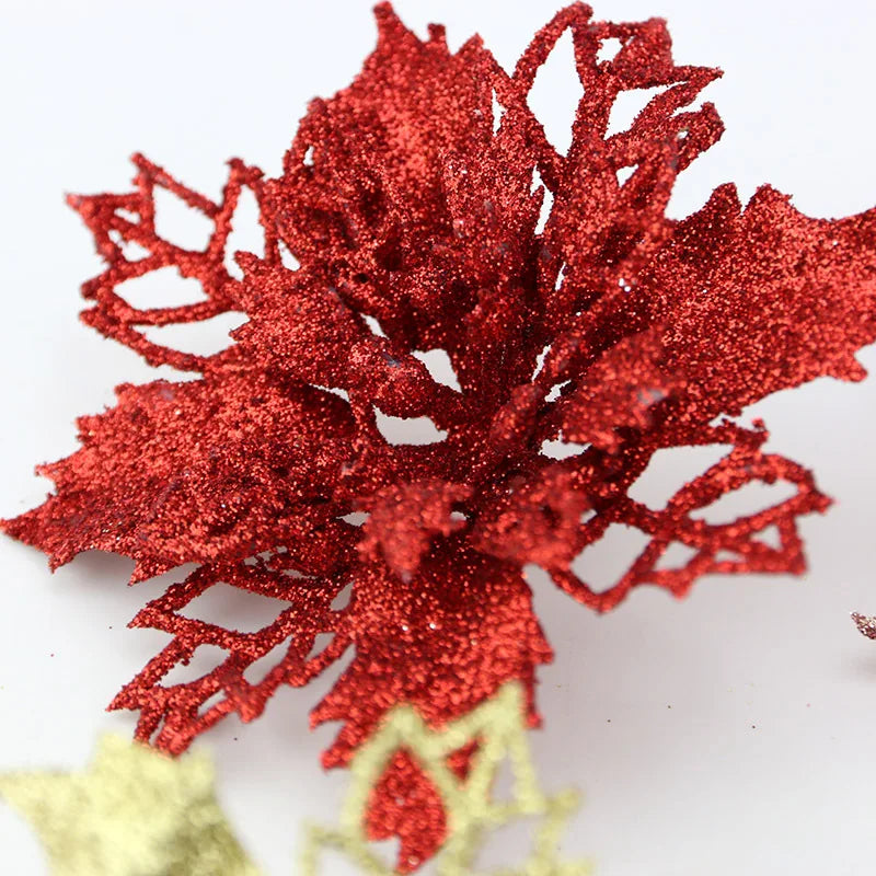 Artificial Christmas Tree Flower Glitter Decorations