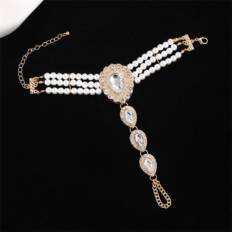 New Elegant Baroque Pearl Multi-layer Necklace for Women Party Wedding Vintage Fashion Luxury Zircon Bracelet Choker Jewelry Set