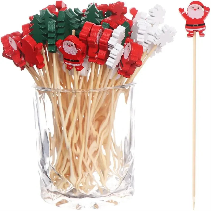 50Pcs/set Christmas Fruit Sticks