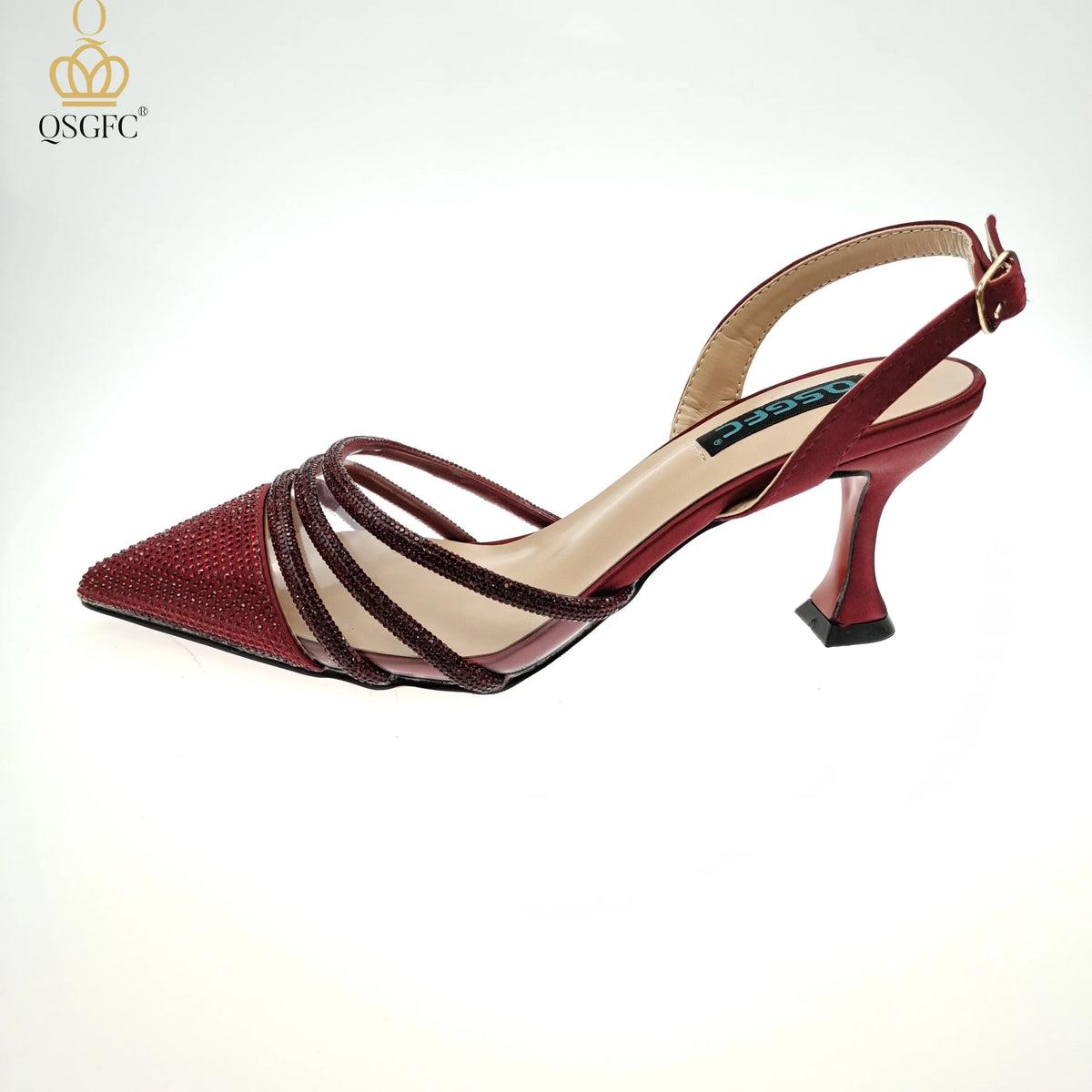 QSGFC New Nigerian Popular Sparkling Full Diamond Decoration Simple Versatile Wine Women's Shoes and Party Wedding Bags