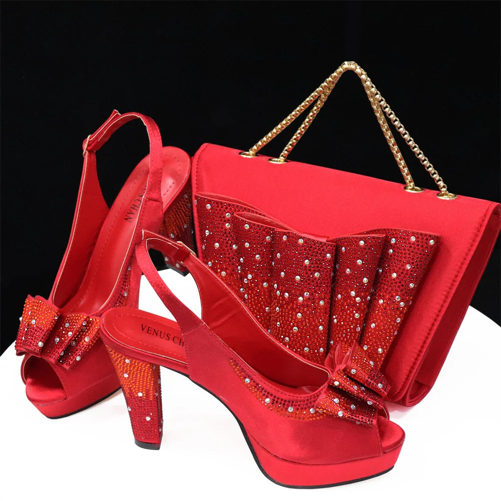 Venus Chan Women High Heels Sandals Printing Flower Material with Rhinestone Italian Design Coffee Color Open-Toed Shoes