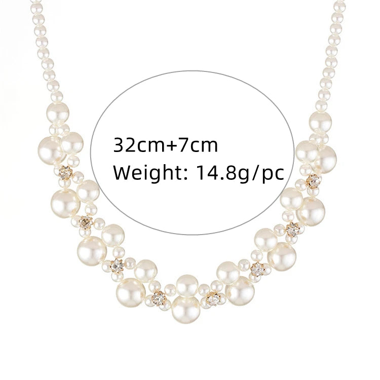 New Elegant Baroque Pearl Multi-layer Necklace for Women Party Wedding Vintage Fashion Luxury Zircon Bracelet Choker Jewelry Set