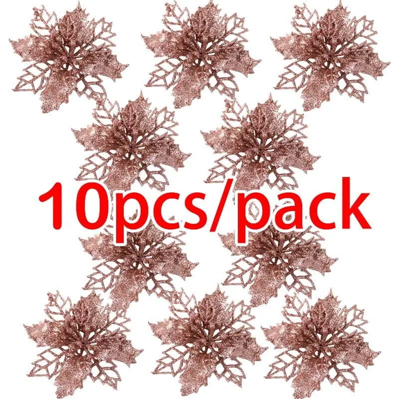 Artificial Christmas Tree Flower Glitter Decorations