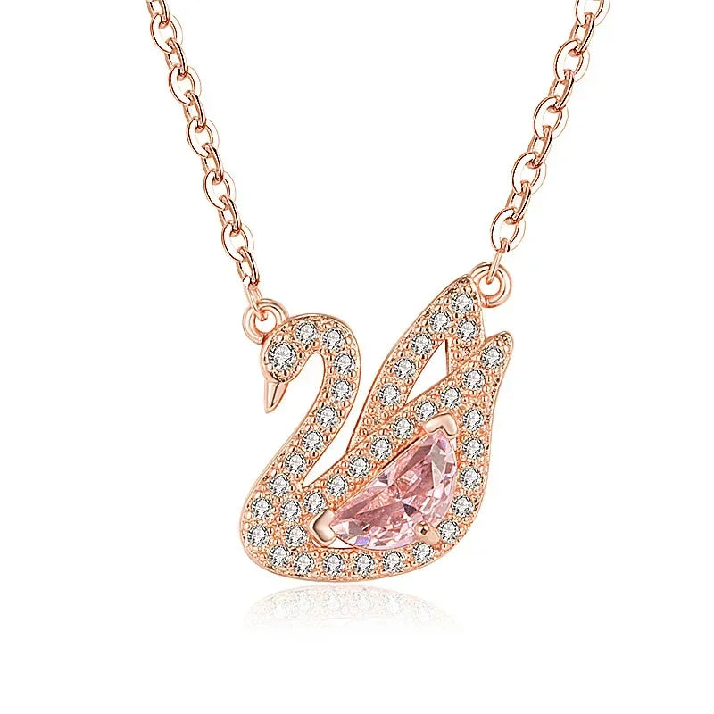 Stylish Zinc Alloy Swan Pendant Female Simple Generous Fresh Elegant Necklace Versatile Neck Jewelry Girl Holiday Birthday Gift