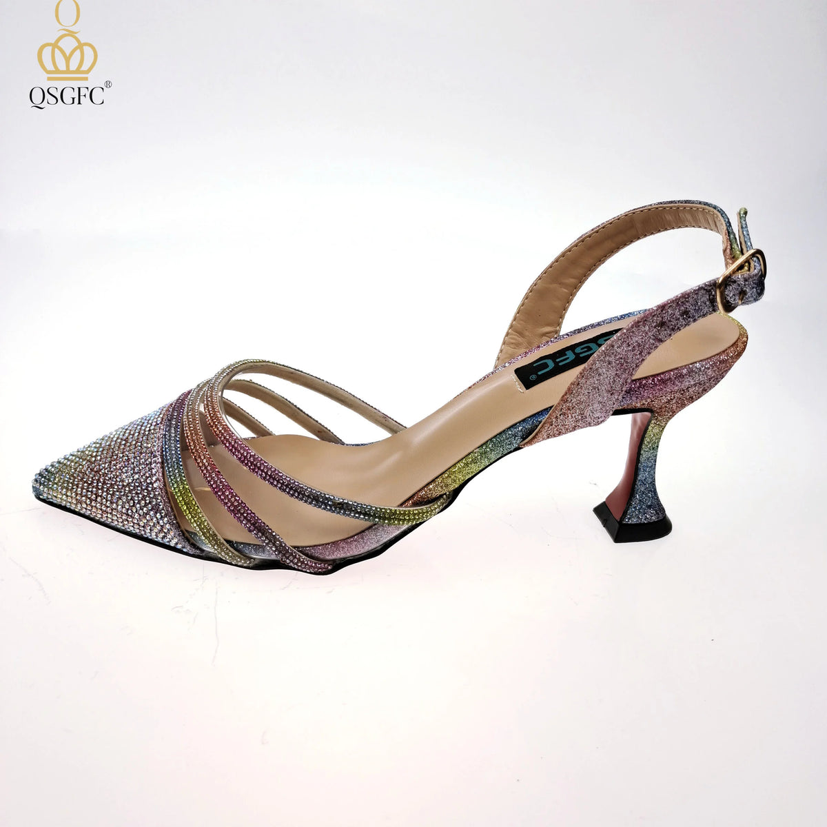 QSGFC New Nigerian Popular Sparkling Full Diamond Decoration Simple Versatile Wine Women's Shoes and Party Wedding Bags