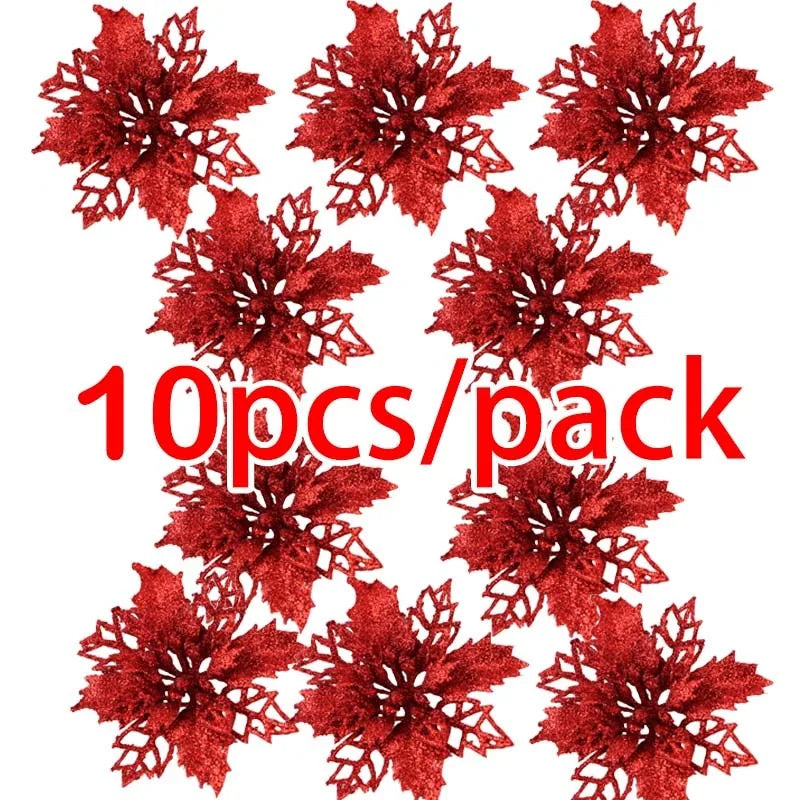 Artificial Christmas Tree Flower Glitter Decorations