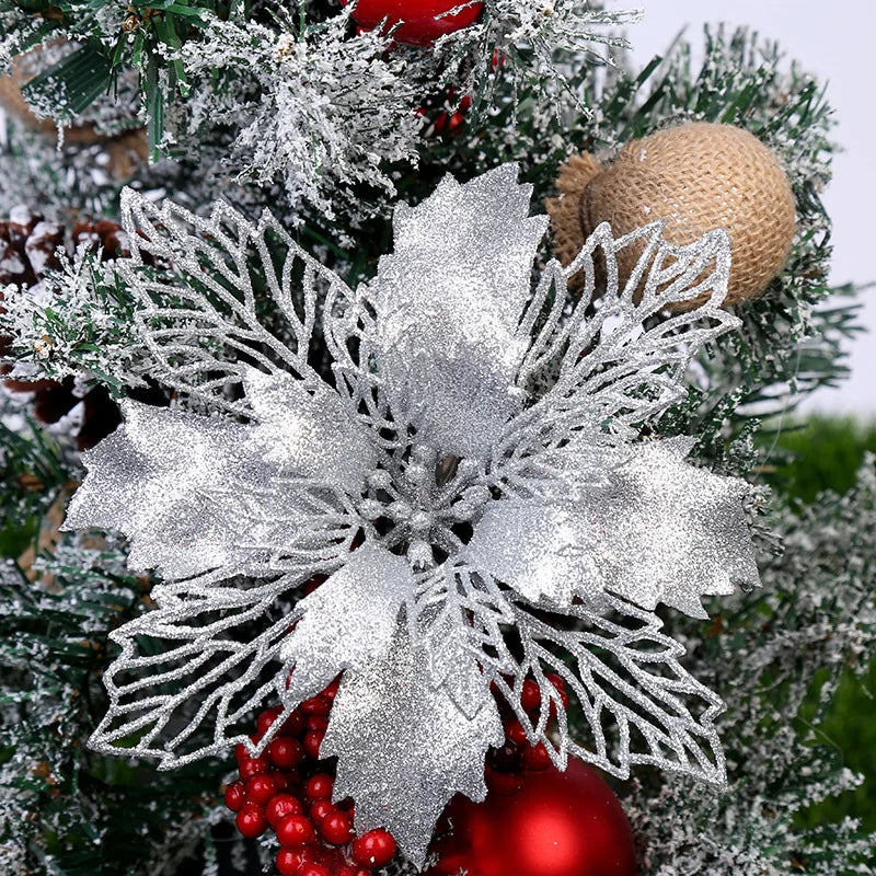 Artificial Christmas Tree Flower Glitter Decorations