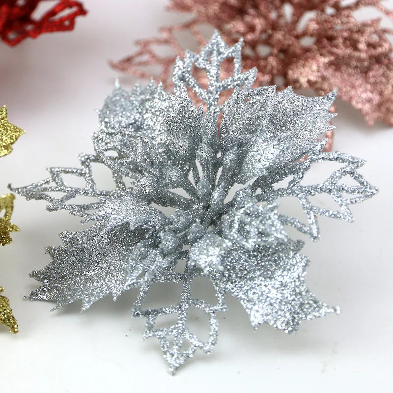 Artificial Christmas Tree Flower Glitter Decorations