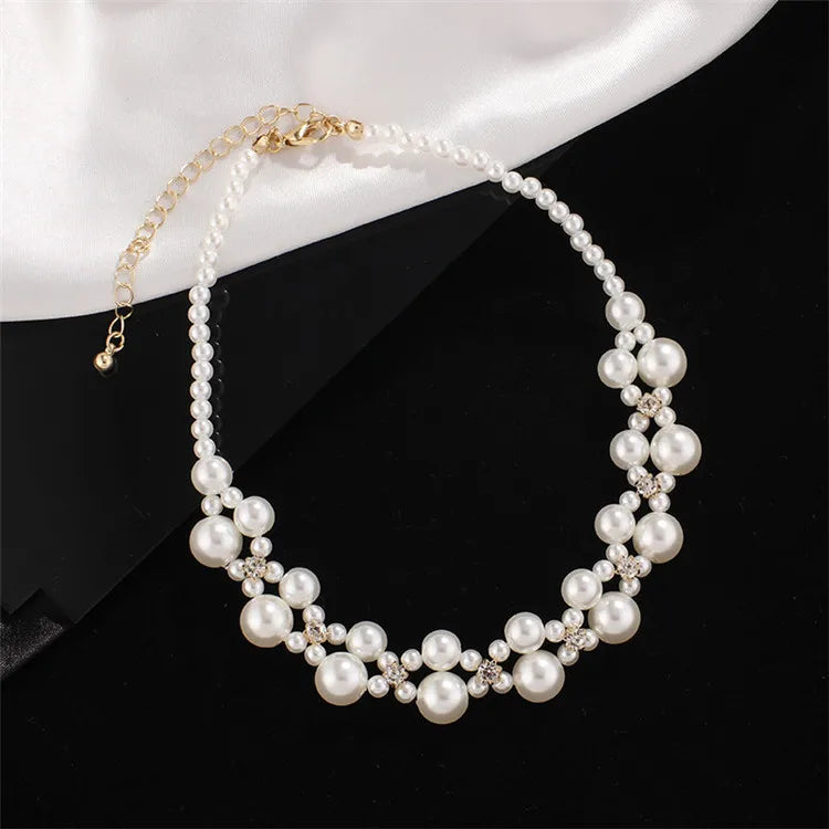 New Elegant Baroque Pearl Multi-layer Necklace for Women Party Wedding Vintage Fashion Luxury Zircon Bracelet Choker Jewelry Set