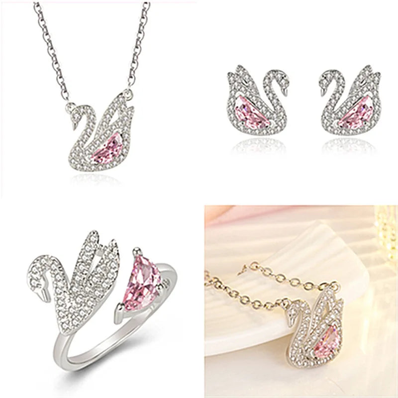Stylish Zinc Alloy Swan Pendant Female Simple Generous Fresh Elegant Necklace Versatile Neck Jewelry Girl Holiday Birthday Gift